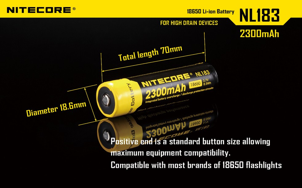 Nitecore Nl1823 18650 Batterie 3,7V 8.5Wh 2300Mah Batterie Li-Ion