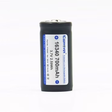 Keeppower 16340 - 700mAh. 3.7V Li-Ionen-Akku (BMS/PCB geschützt)