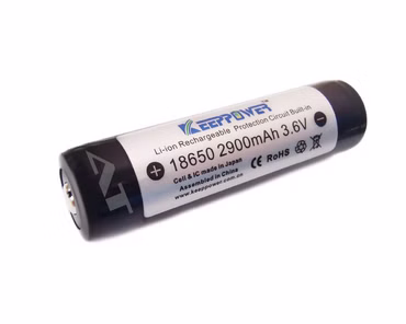 Keeppower 18650 - 2900 mAh. 3.6 V - 3.7 V Li-Ionen-Akku geschützt (Button Top) Keeppower 18650 - 2900 mAh. 3.6 V - 3.7 V Li-Ionen-Akku geschützt (Button Top)
