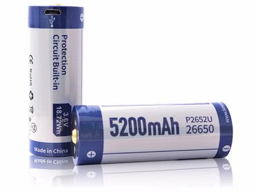 Keeppower 26650 - 5200mAh. Li-Ionen 3.7V - 3.6V - PCB geschützt. mit USB Lademöglichkeit P2652U Keeppower 26650 - 5200mAh. Li-Ionen 3.7V - 3.6V - PCB geschützt. mit USB Lademöglichkeit P2652U