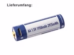 AA 1.5V 2925mWh (ca. 1950mAh) Lithium Ionen Akku (Wiederaufladbar über micro USB) AA 1.5V 2925mWh (ca. 1950mAh) Lithium Ionen Akku (Wiederaufladbar über micro USB)