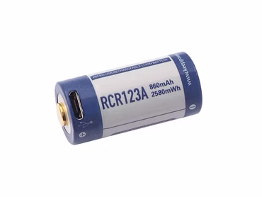 RCR123A 3V - 860mAh - 2580mWh Lithium-Ionen-Akku (Wiederaufladbar über micro USB)
