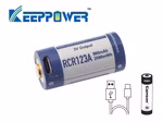 RCR123A 3V - 860mAh - 2580mWh Lithium-Ionen-Akku (Wiederaufladbar über micro USB)