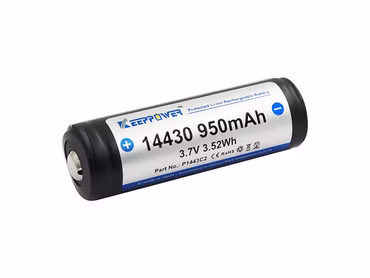 Keeppower 14430 - 950mAh 3.6V - 3.7V Li-Ionen-Akku PCB geschützt P1443C2
