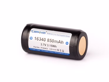 Keeppower  16340 - 850mAh 3.6V - 3.7V (Pluspol erhöht) Li-Ion-Akku P1634C2