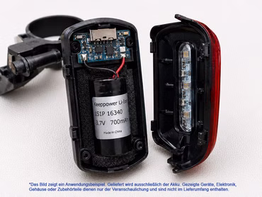 Keeppower 1S1P 16340 - 700mAh, 3,7V Li-Ionen-Akku (BMS/PCB geschützt) mit Kabelanschluss