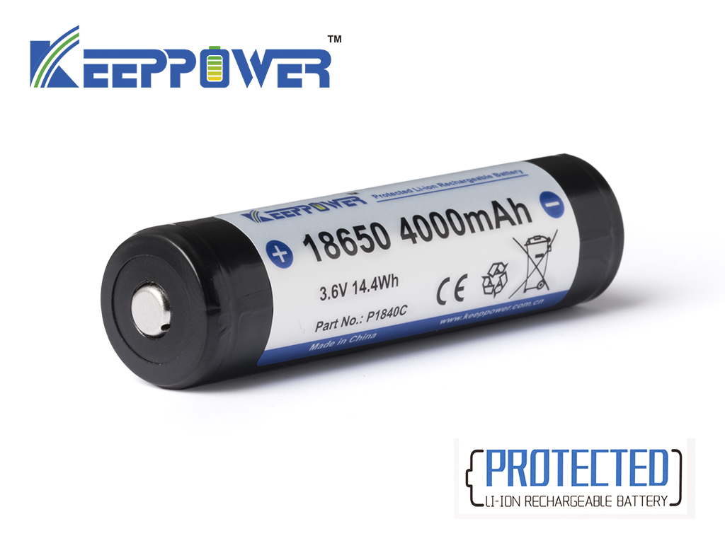 Keeppower18650-4000mAh3,6V-3,7VLi-Ion-AkkumitSchutzelektronik(Pluspolerhöht)P1840C