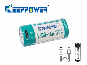 Keeppower 18350 - *1600mAh 3.6V - 3.7V Lithium-Ionen-Akku (Wiederaufladbar über USB-C) Keeppower 18350 - *1600mAh 3.6V - 3.7V Lithium-Ionen-Akku (Wiederaufladbar über USB-C)