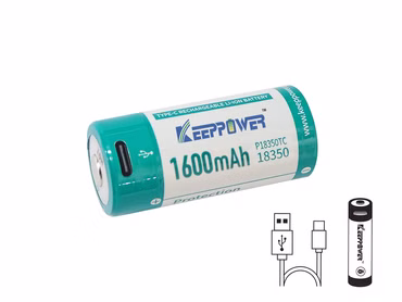 Keeppower 18350 - *1600mAh 3.6V - 3.7V Lithium-Ionen-Akku (Wiederaufladbar über USB-C) Keeppower 18350 - *1600mAh 3.6V - 3.7V Lithium-Ionen-Akku (Wiederaufladbar über USB-C)