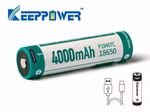 Keeppower 18650 - *4000mAh. Li-Ionen 3.7V - 3.6V - **PCB geschützt. mit USB-C Lademöglichkeit P1840TC
