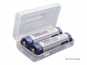 Keeppower Box für 2x 20700 oder 21700 Akkus bis 77mm Länge (transparent) M4