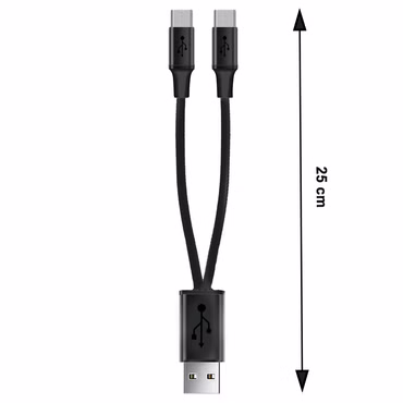 USB-Verteiler Typ-A auf 2 x USB Typ C Länge: 0,2 m bis 2,1A