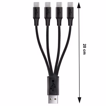 USB-Verteiler Typ-A auf 4 x USB TYP C Länge: 0,2 m bis 2,1A