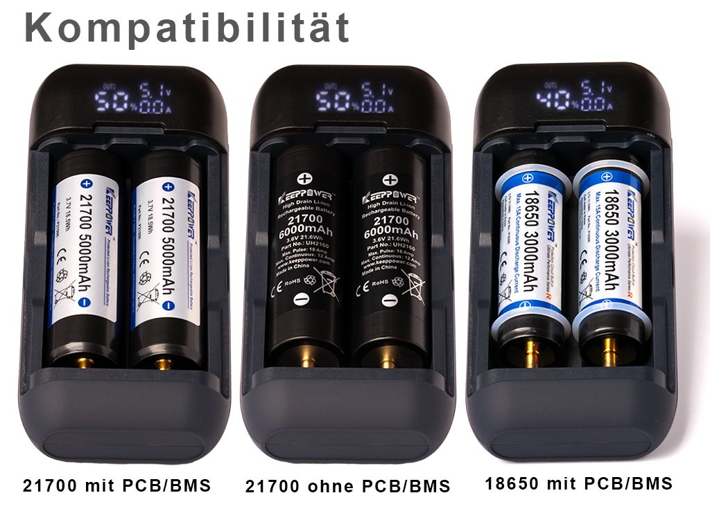 Keeppower PD2 rechargeable travel charger power bank for Li-ion batteries