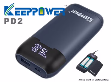 Keeppower PD2  Akku Reise-Ladegerät & Powerbank für Li-Ionen Akkus