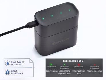 Keeppower I4 Ladegerät mit 4× 1,5V AA Li-Ion-Akkus (3600mWh) – USB-C Eingang