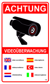 Achtung Videoüberwachung 250 x 150 mm Schild PST-Kunstoff ...