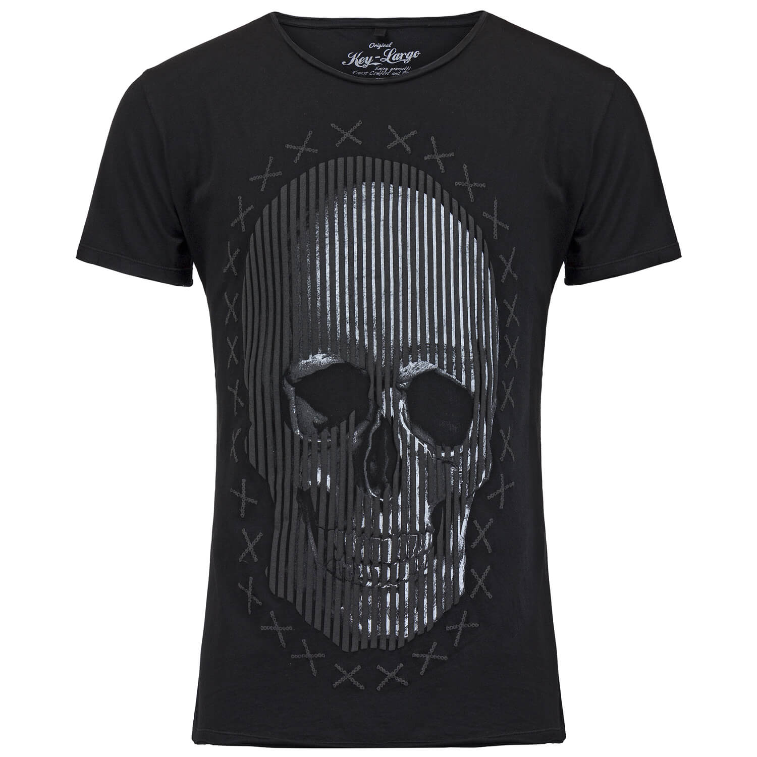 KEY LARGO Herren T-Shirt Weapon Button - Slim Fit Baumwolle