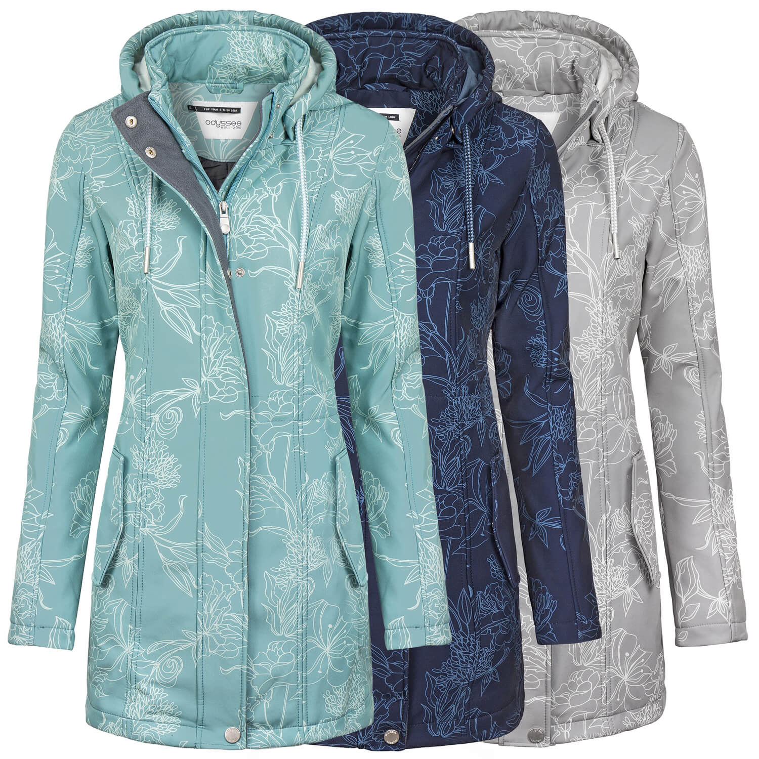 ODYSSEE Damen Softshell Mantel gepunktet Parka Jacke Kapuze Outdoor /Übergang