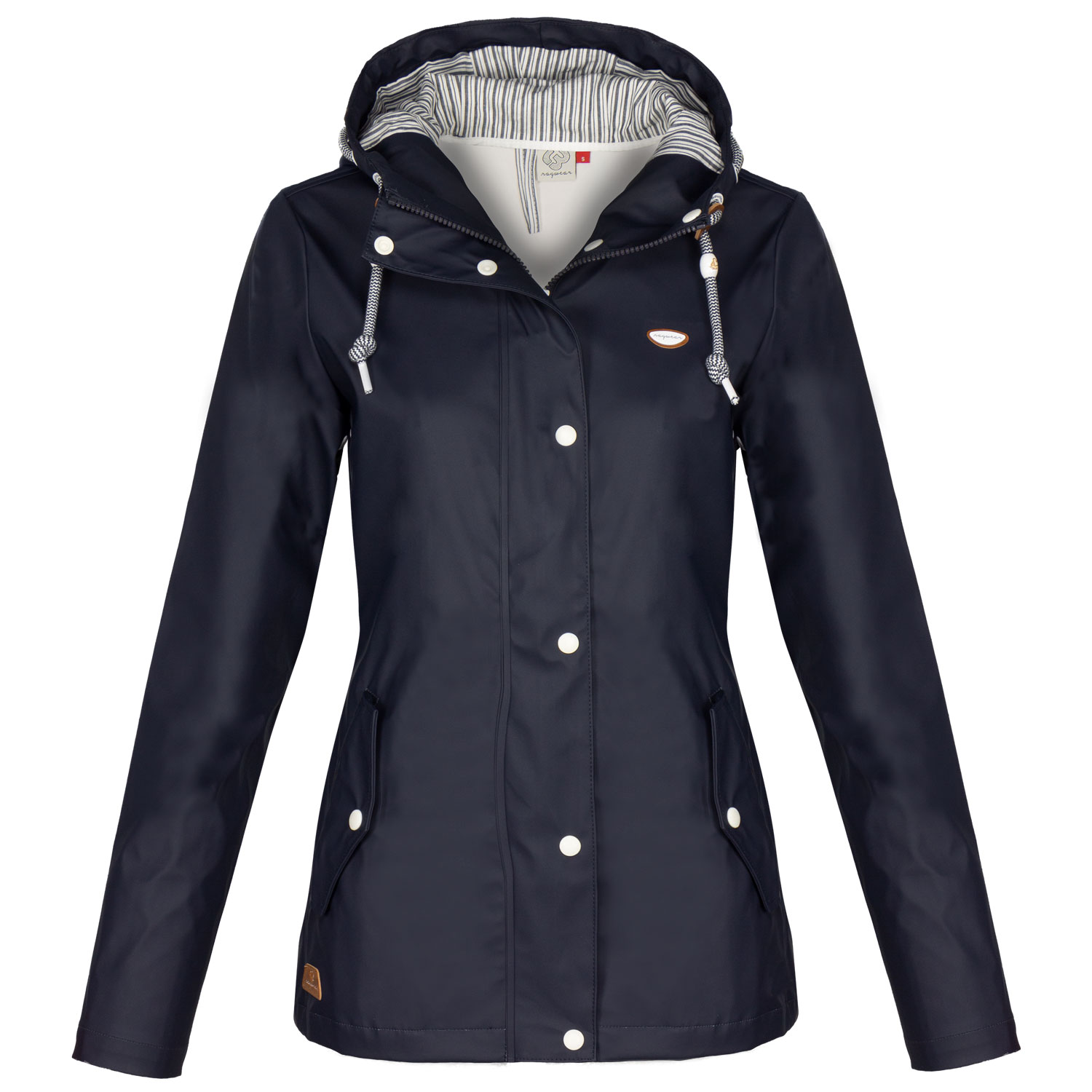 Ragwear Damen Jacke Regen Mantel Übergang vegan Kapuze wassersäule ...