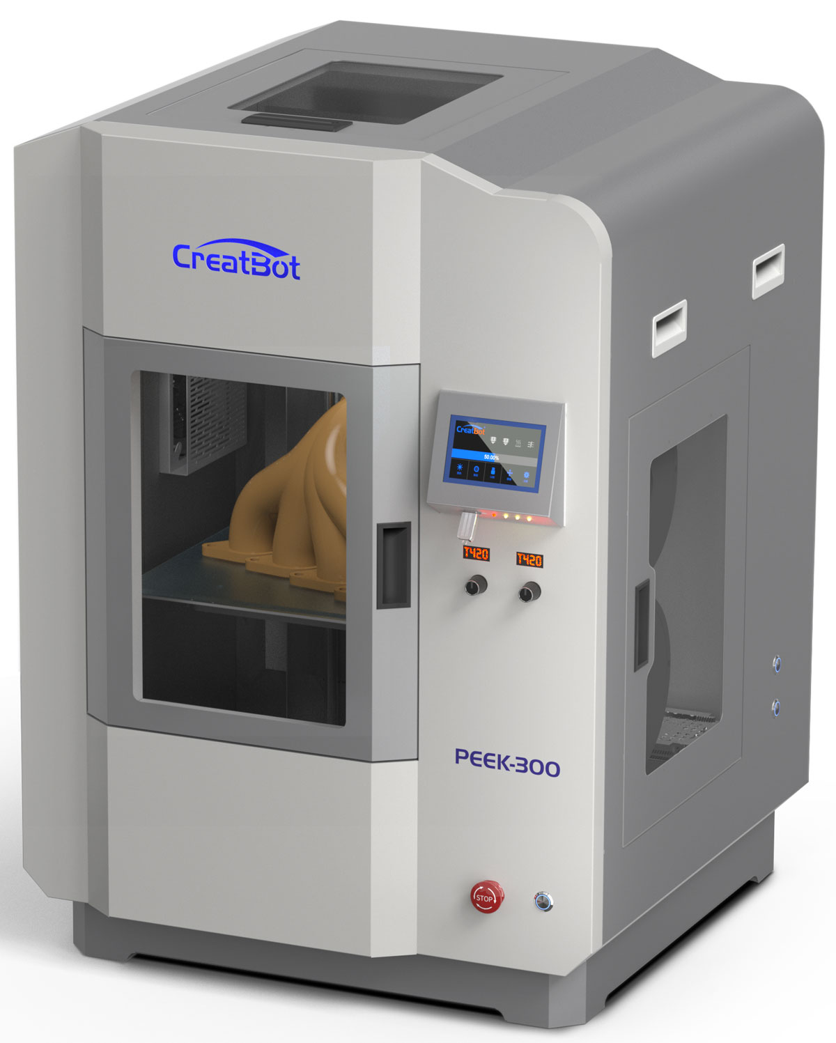 CreatBot PEEK-300 3D Printer, Auto-Leveling, Auto-Rising Dual Extruders, 10-120mm/s Print Speed, Direct Annealing System, Air Pump/Water Cooling, Single Extrusion Volume 300x300x400mm, Dual Extrusion Volume 240x300x400mm