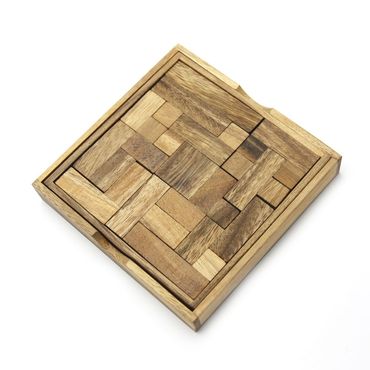 Center Karo Center Square Legespiel Holz Puzzle Knobel IQ-Spiel