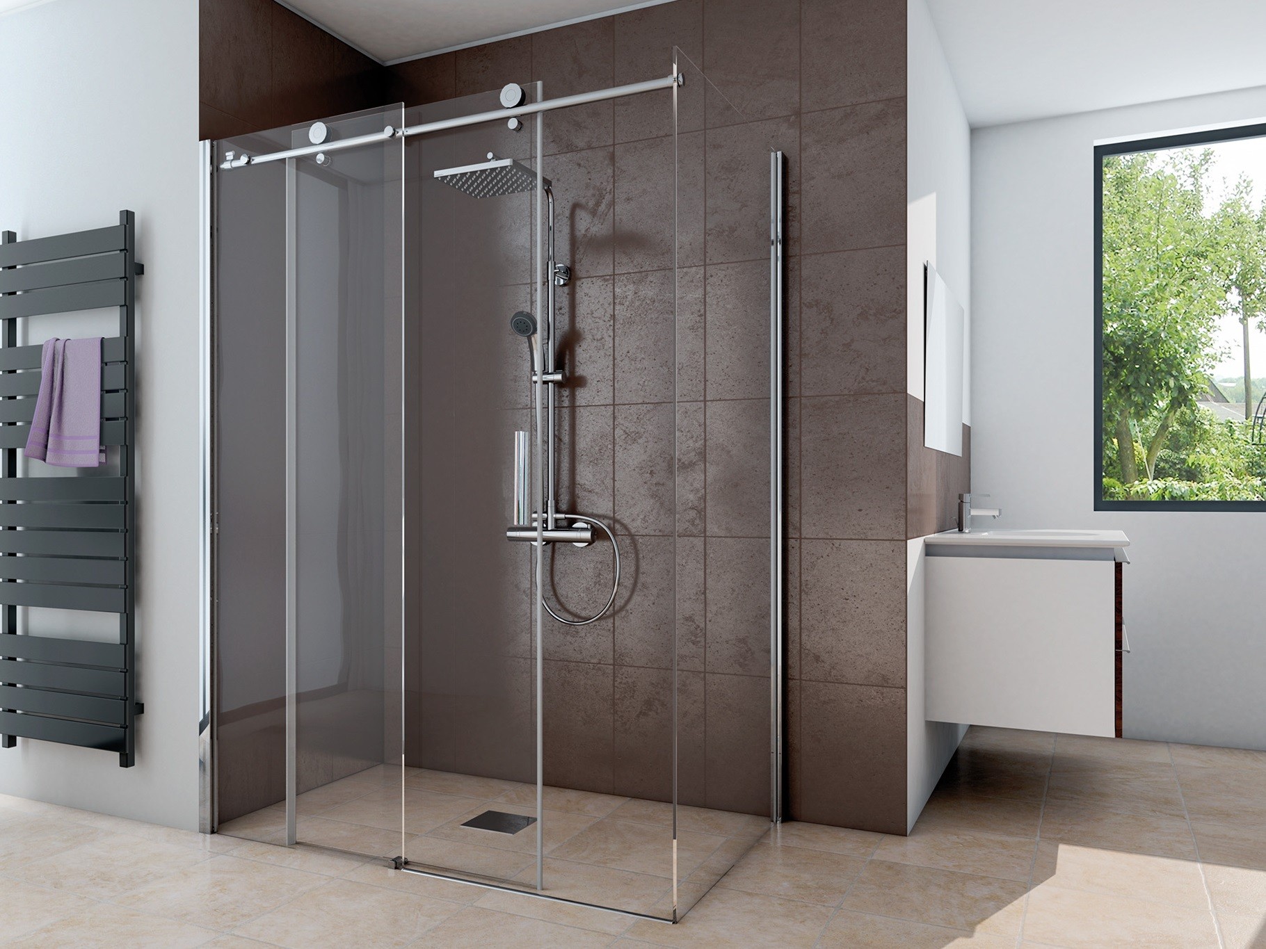 Dusche mit Seitenwand Schiebetür 2teilig 220 cm hoch Duschabtrennung Dusche Tür mit Seitenwand