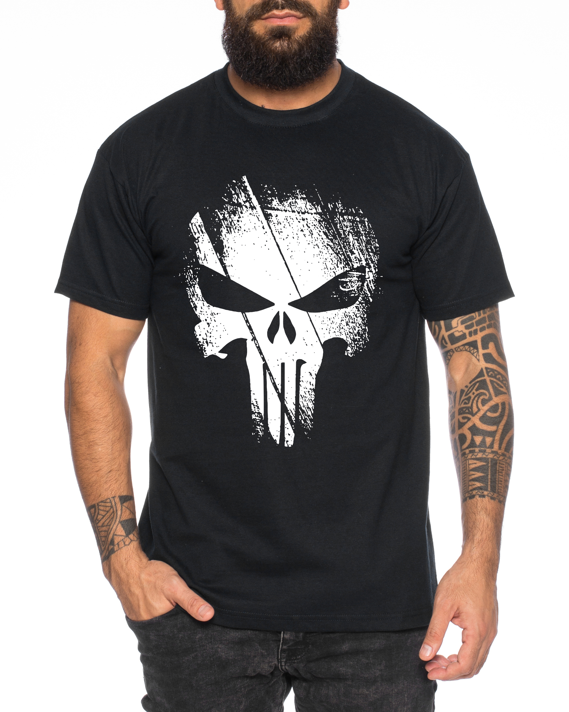 Punish - Herren T-Shirt Jon Bernthal Skull Logo Comics