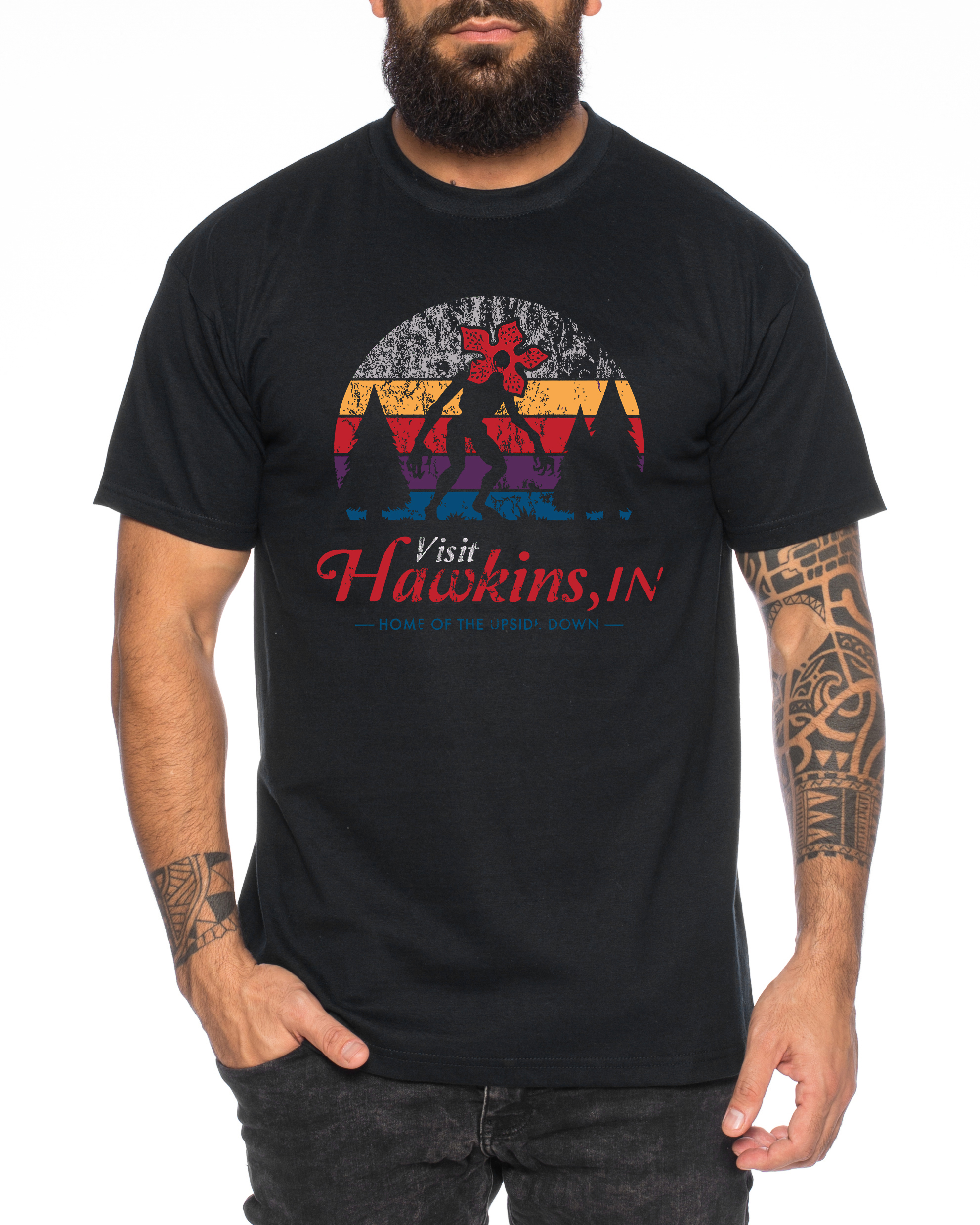 Stranger Hawkins - T-Shirt Damen Things Demogorgon Elfie Dustin Jane Hopper Upside Down tv blu-ray dvd 