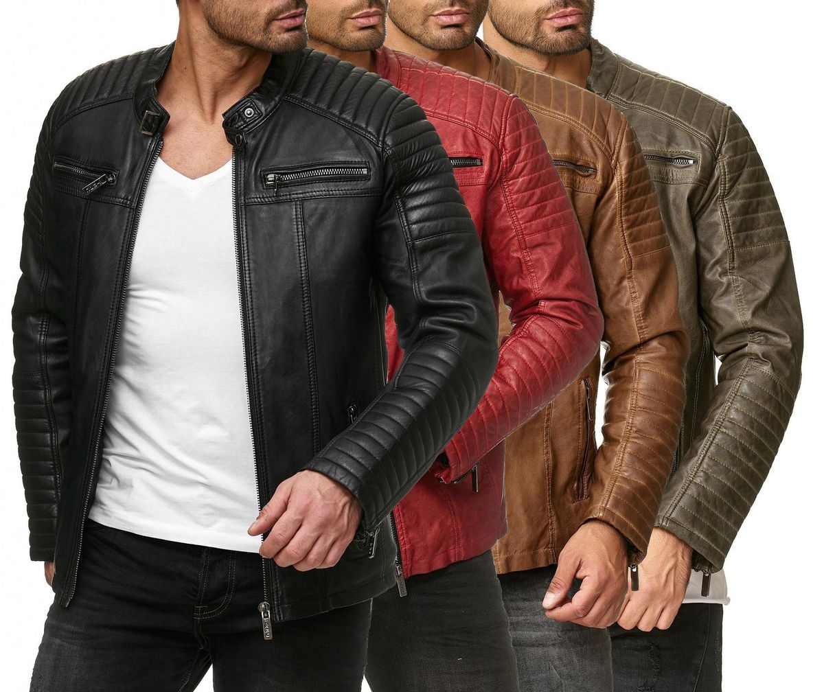 Fight Club Redbridge Herren Bikerjacke Aus Kunstleder Lässiger