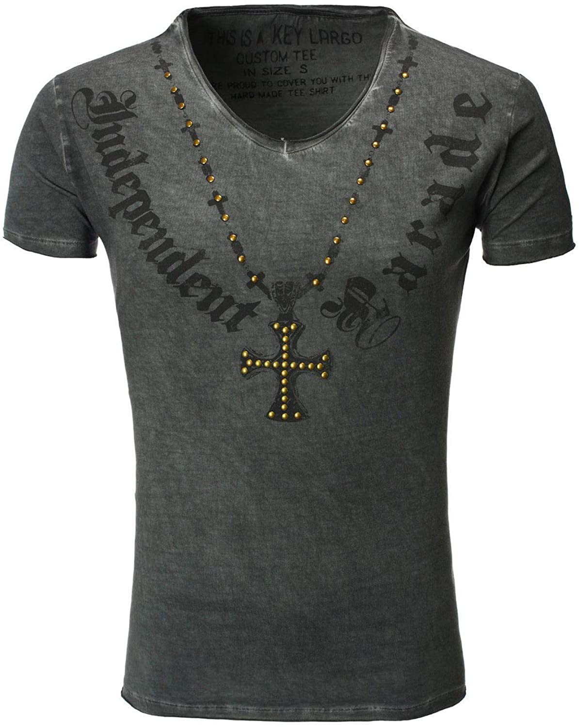 Key Largo Herren T-Shirt Independent slimfit tiefer V-Ausschnitt vintage Look Key Largo Herren T-Shirt Independent slimfit tiefer V-Ausschnitt vintage Look