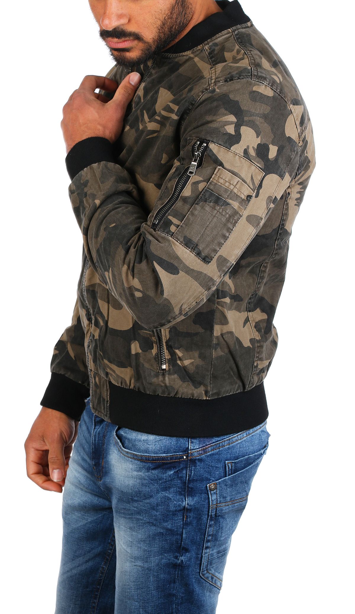 Herren Camouflage Fliegerjacke Camouflage Young Rich Herren