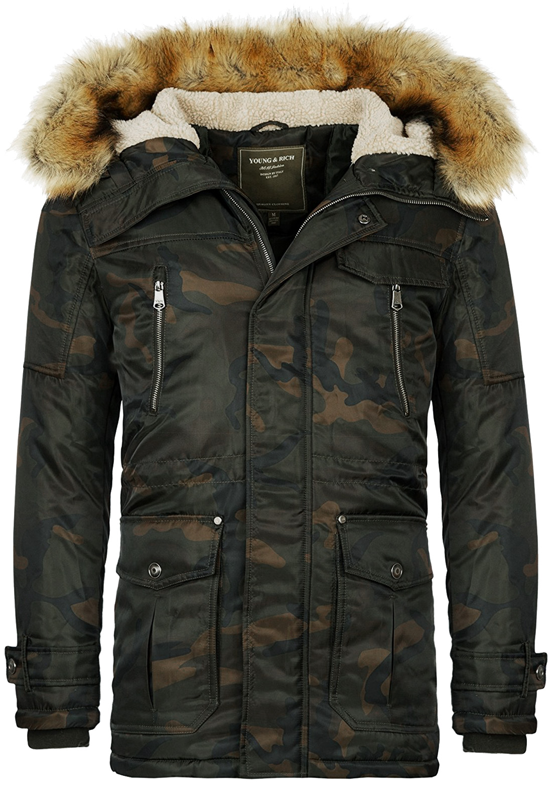 Redbridge Camouflage Mantel Herren Camouflage Jacke Winter Red