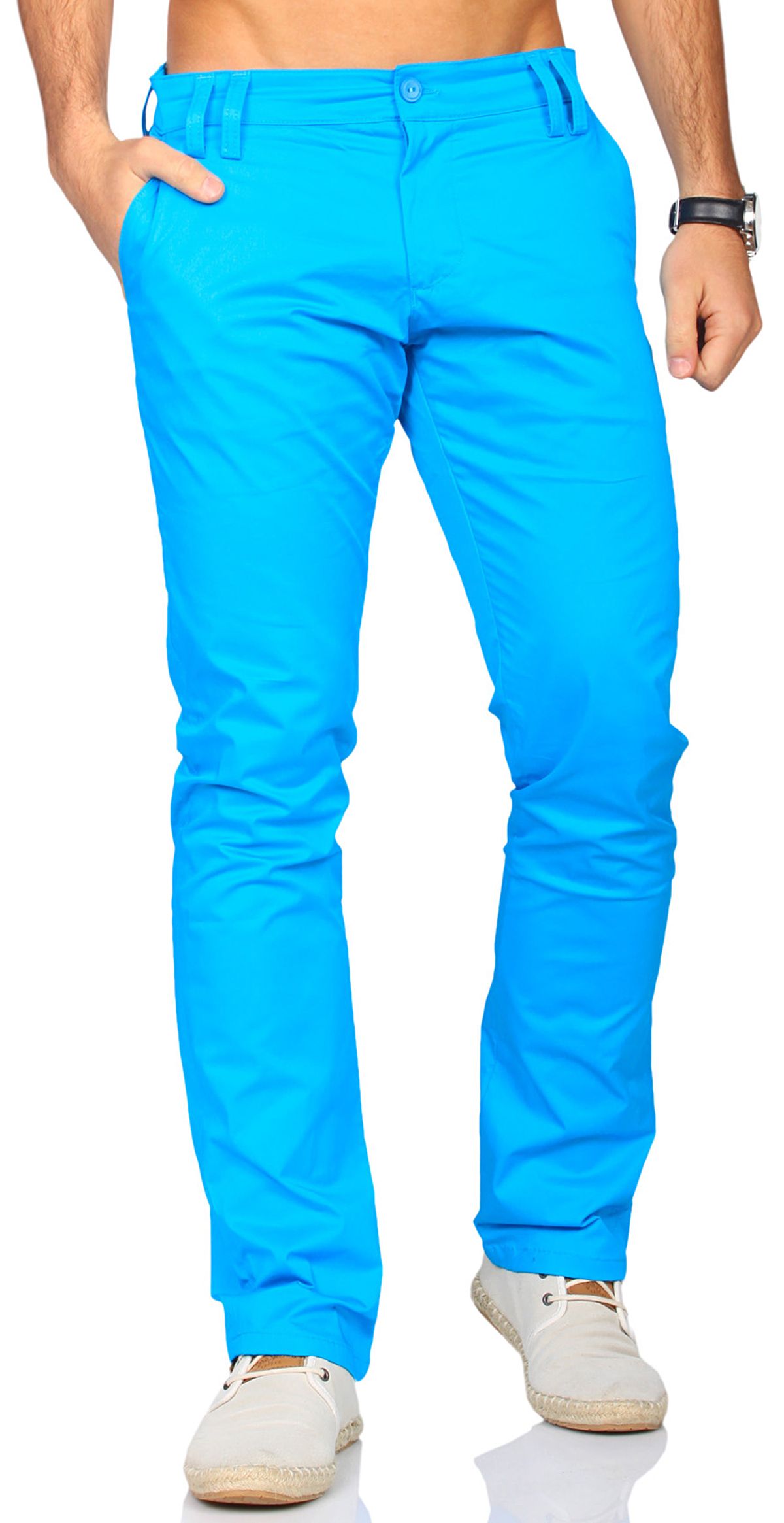 Rerock Herren Chino Hose Pants Slim Fit stretch Sommerhose color blocking  style | eBay
