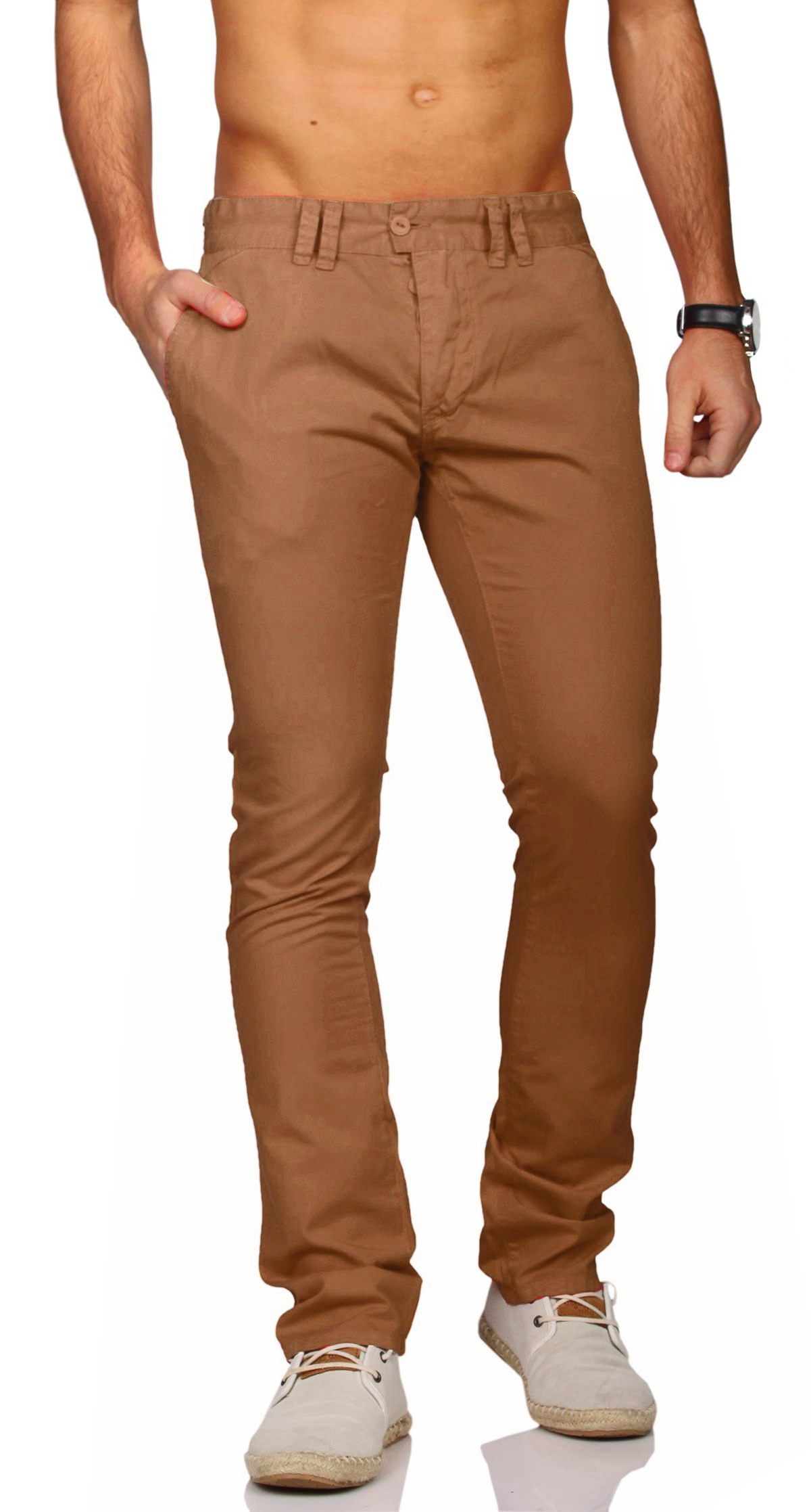 Rerock Herren Chino Sommer Hose Pants SlimFit schmale Passform Vintage Look 3365 - Bild 4 von 8