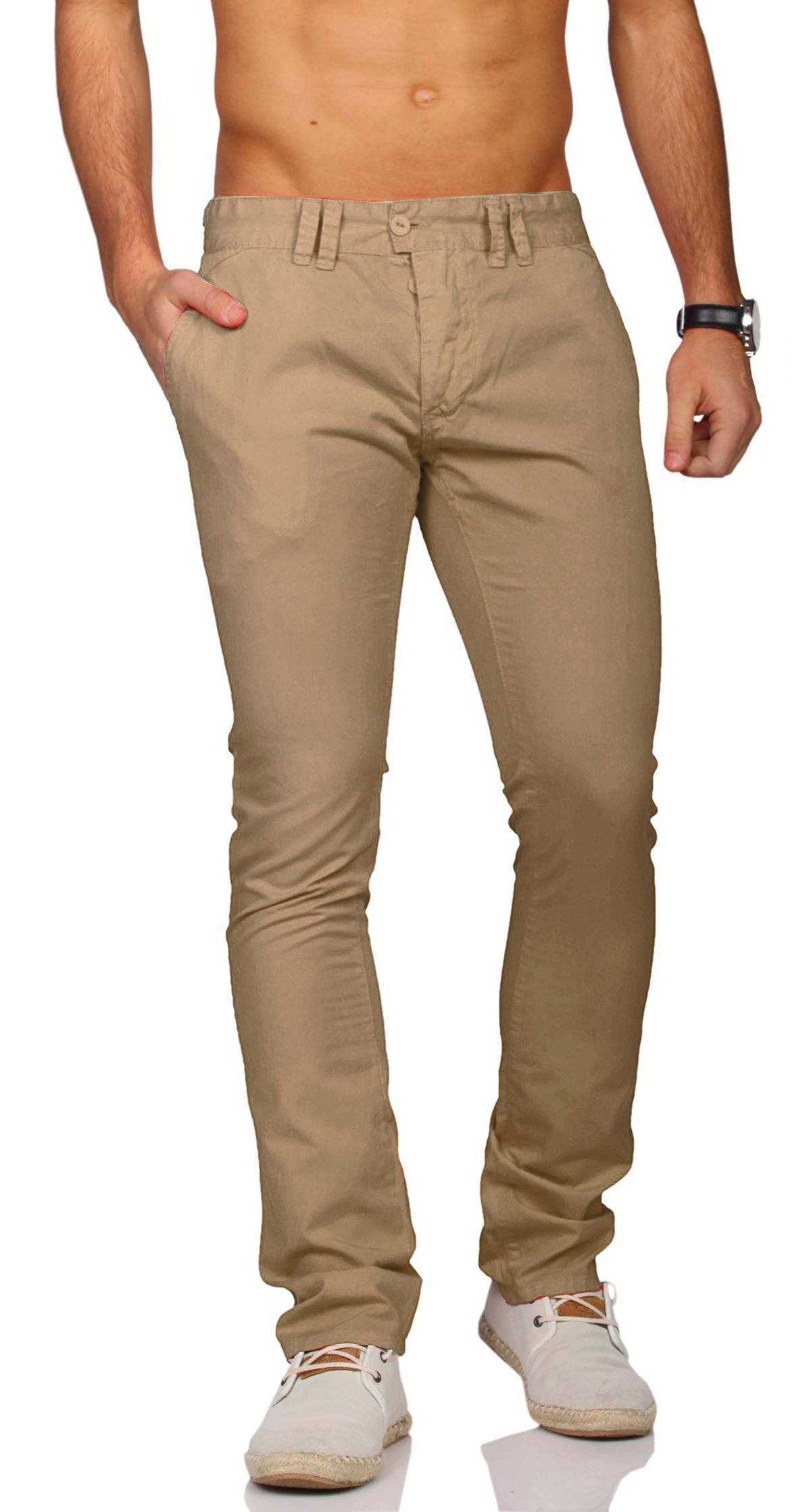 Rerock Herren Chino Sommer Hose Pants SlimFit schmale Passform Vintage Look 3365 - Bild 8 von 8