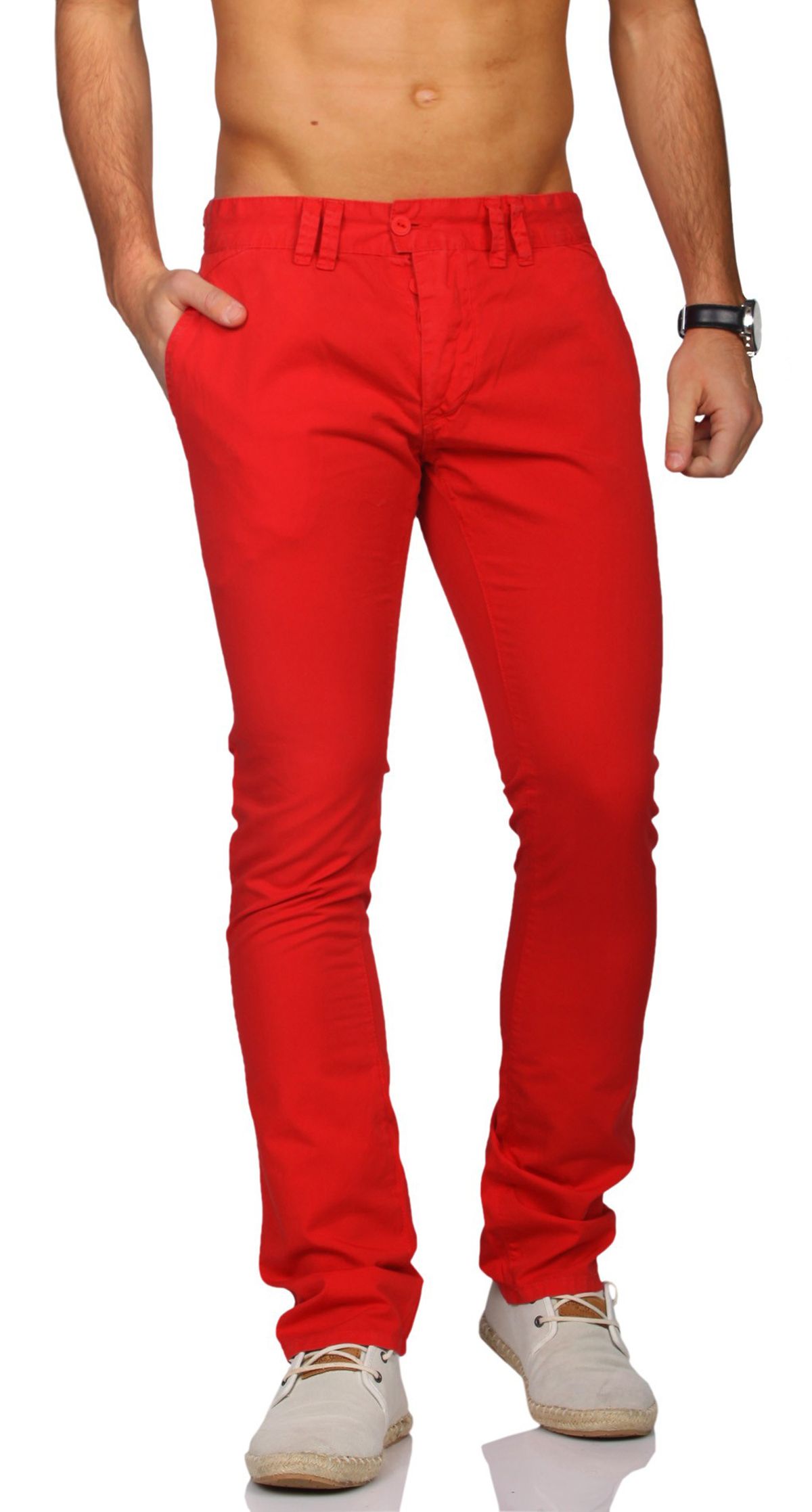 Rerock Herren Chino Sommer Hose Pants SlimFit schmale Passform Vintage Look 3365 - Bild 6 von 8