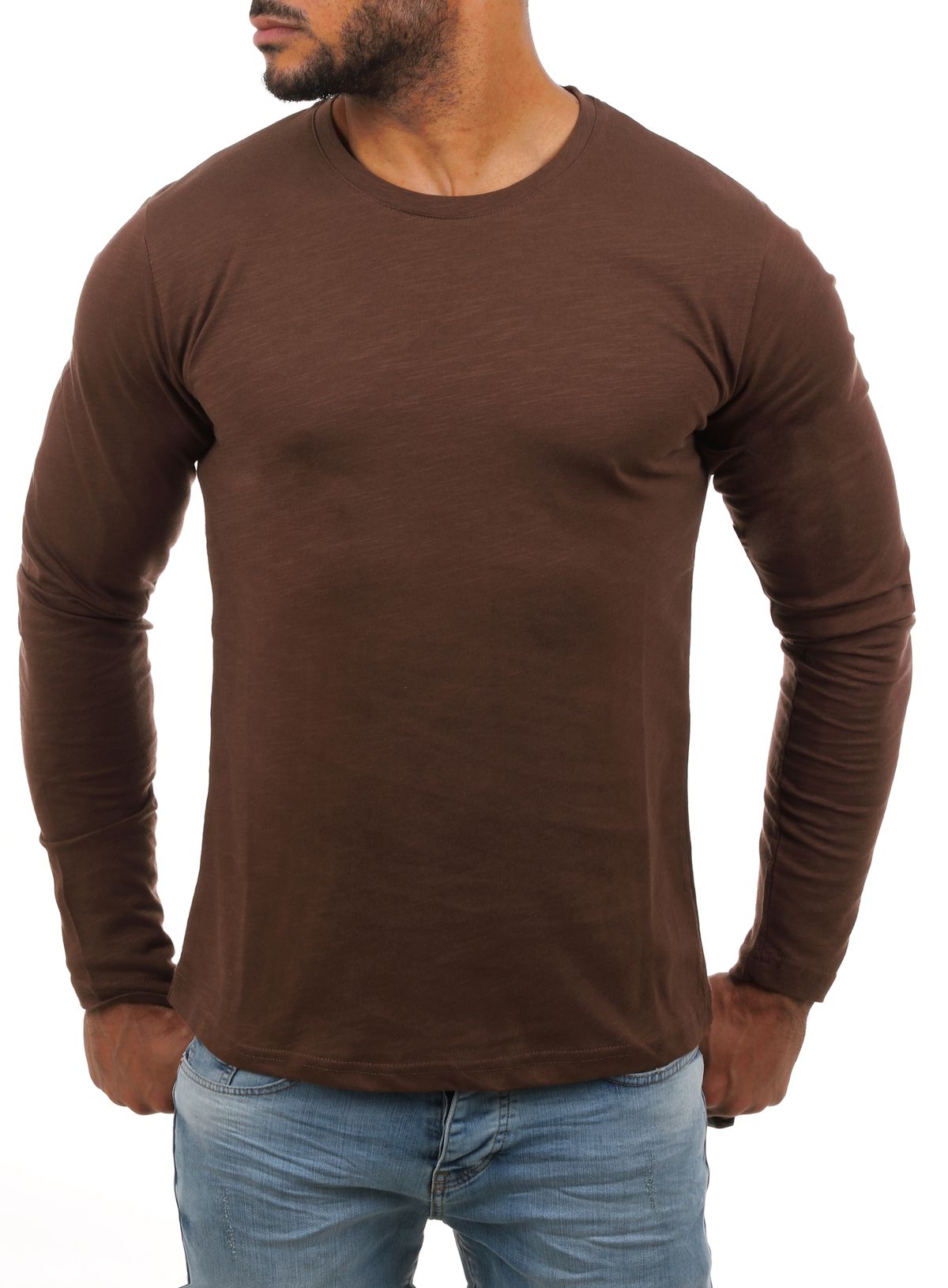 Young & Rich Herren Longsleeve langarm Shirt Rundhals slim fit körperbetont 2237 - Bild 5 von 8
