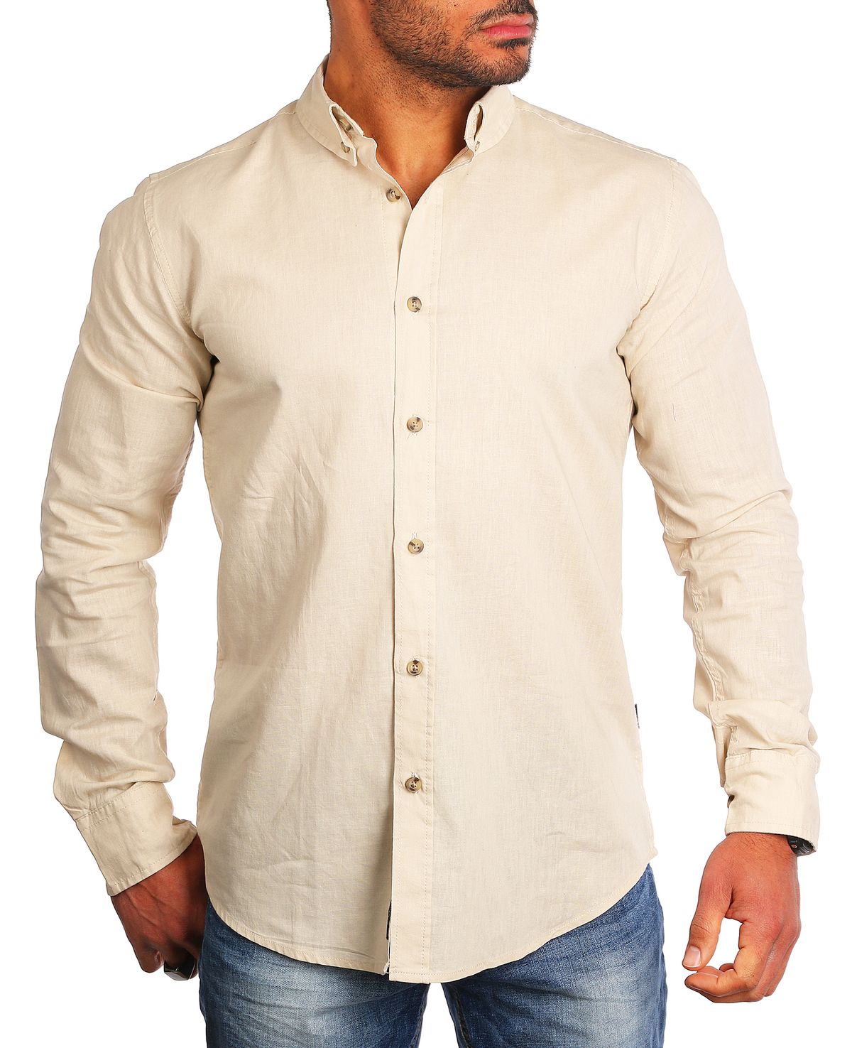 Carisma Herren Leinen Baumwoll Mix Casual Sommer Hemd langarm regular fit 8529 - Bild 4 von 7