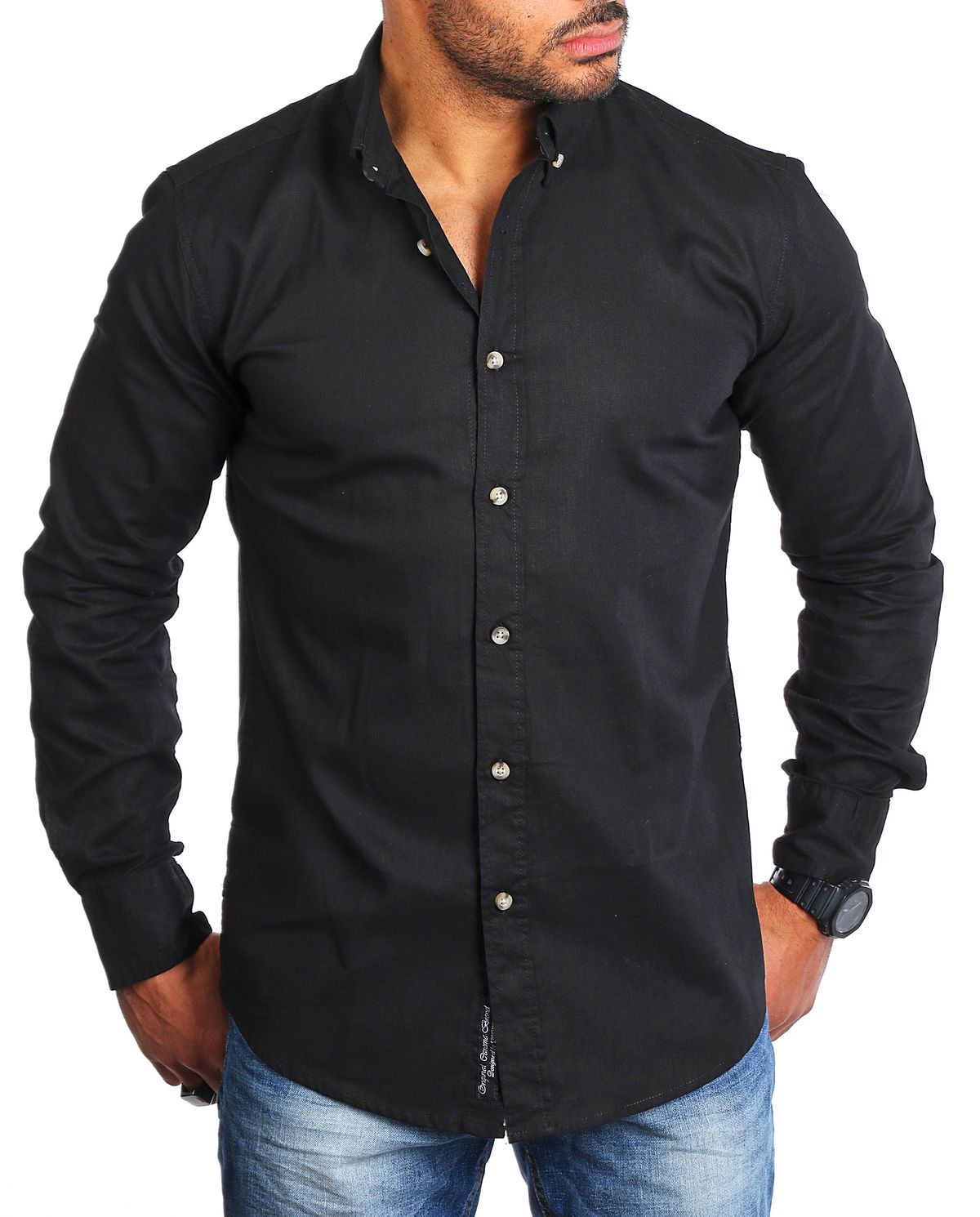 Carisma Herren Leinen Baumwoll Mix Casual Sommer Hemd langarm regular fit 8529 - Bild 2 von 7