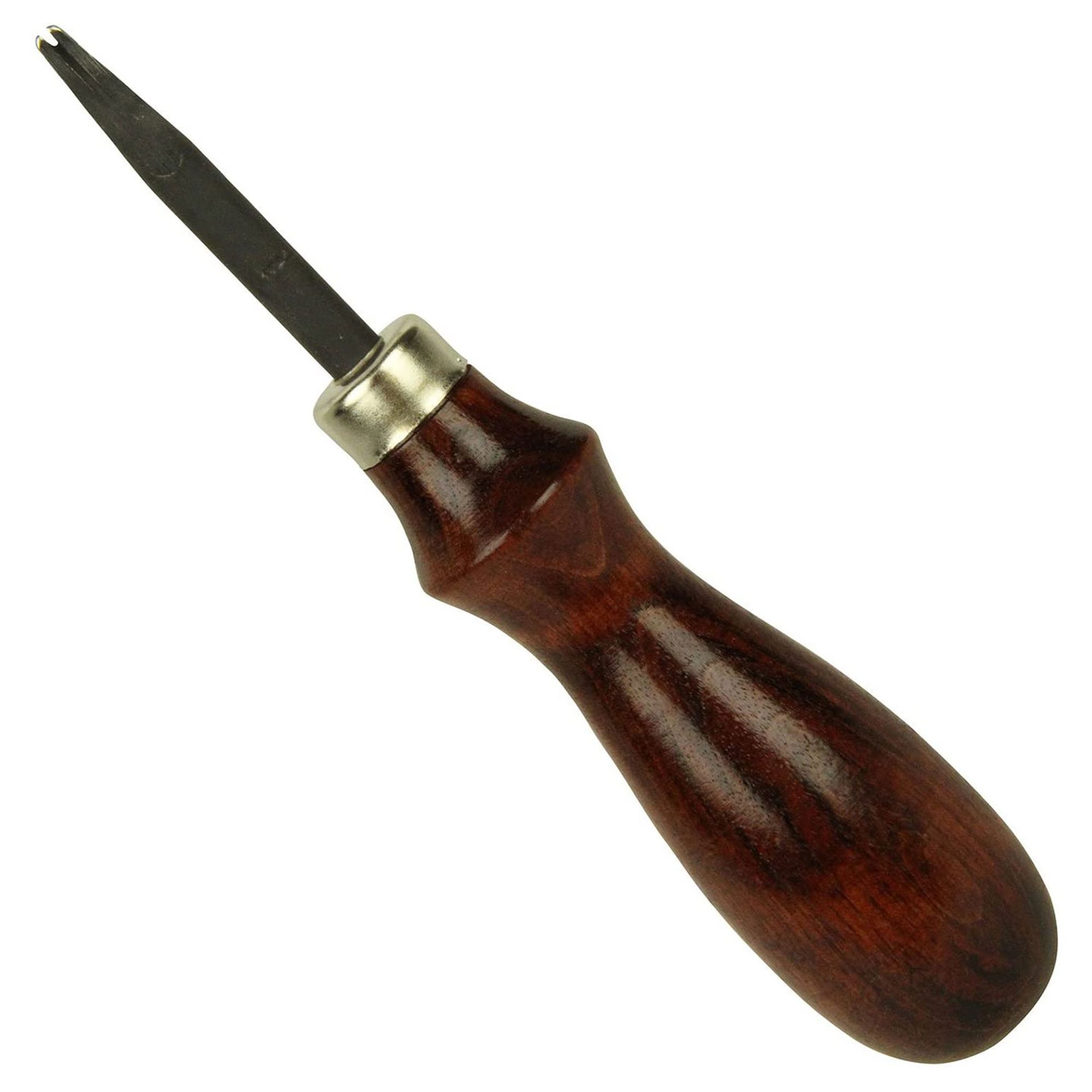 Seiwa Leathercraft Hand Sewing Tool Curved Diamond Point Stitching Awl, with Wooden Handle, for Punching Stitch Holes in Leatherwork