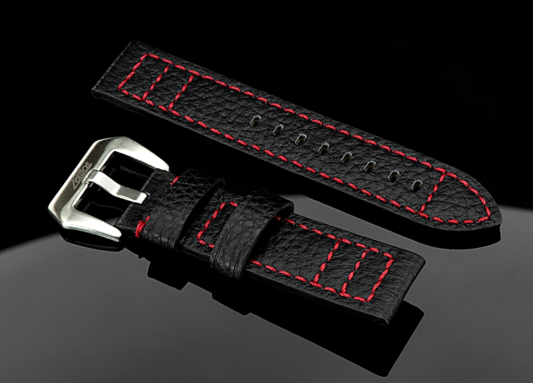 Handgefertigtes Black Buffalo Lederband 24mm Black Red Edition