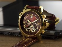 Calvaneo 1583 Astonia "Luxury Cognac GOLD" Automatikuhr Kalenderkomplikation