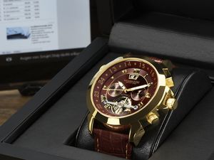 Calvaneo 1583 Astonia "Luxury Cognac GOLD" Automatikuhr Kalenderkomplikation