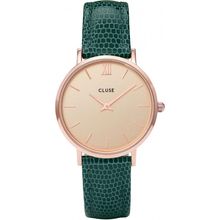Cluse Minuit Rose Gold Champagne/Emerald Lizard CL30052