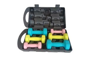 6x Gymnastikhanteln Set 12kg mit Koffer Vinyl Gusseisen 