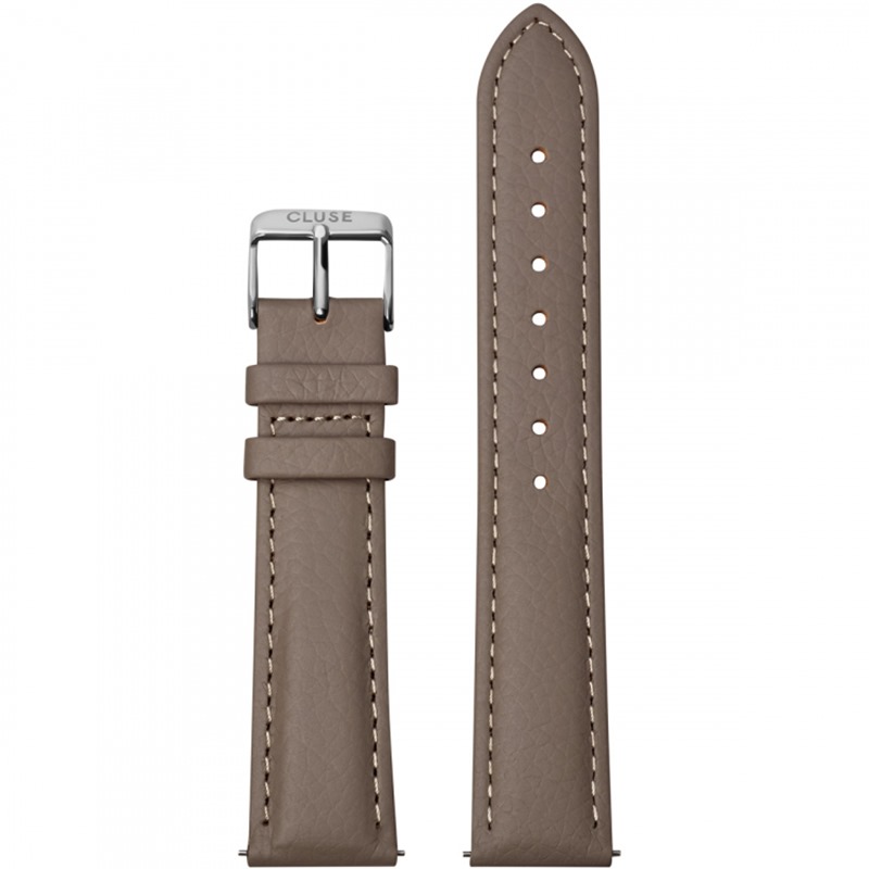 Cluse CS1408101085 Strap 18 mm Leather, Taupe/Silver