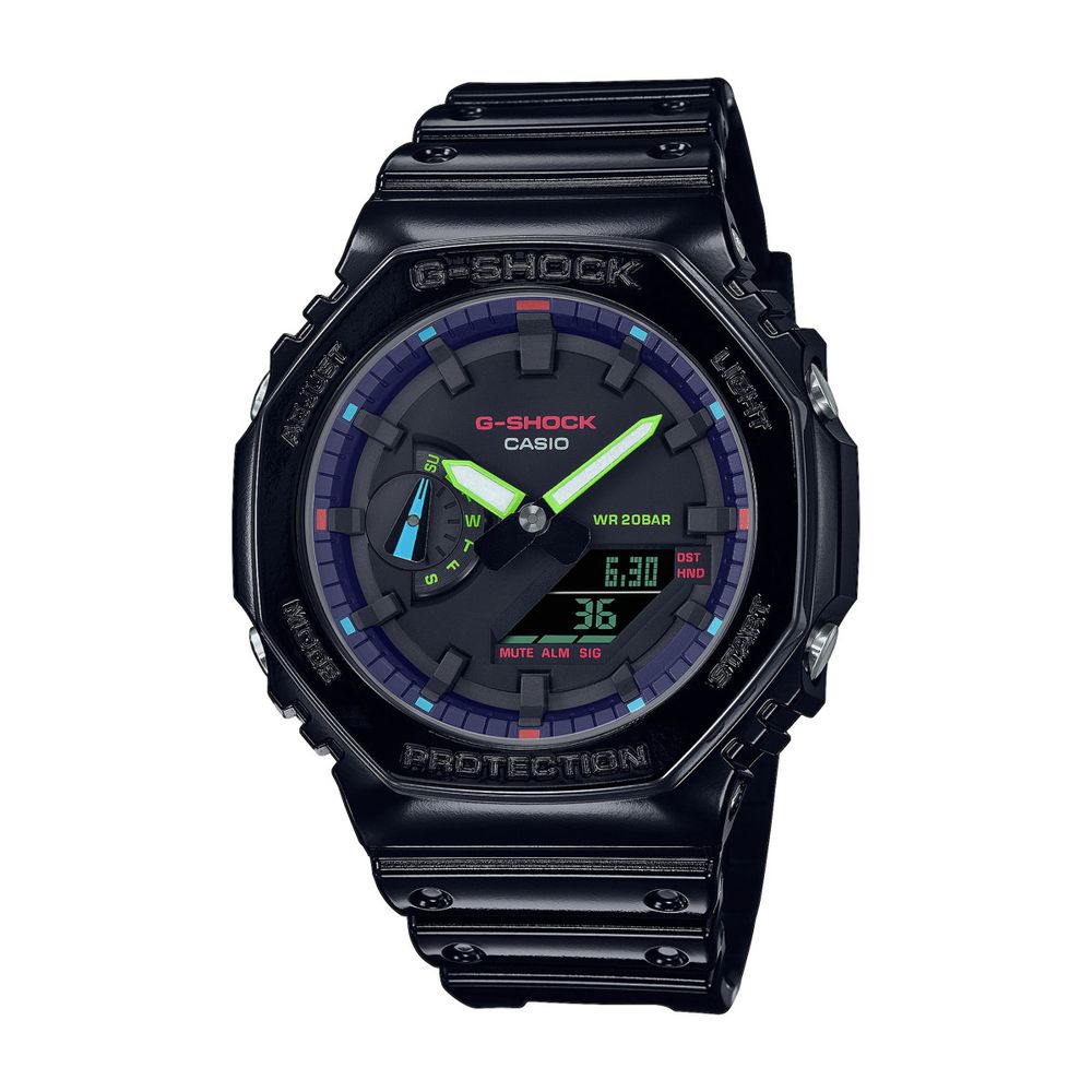 Black Friday Casio GA-2100RGB-1AER G-Shock Classic Garish Rainbow Chrono Herren