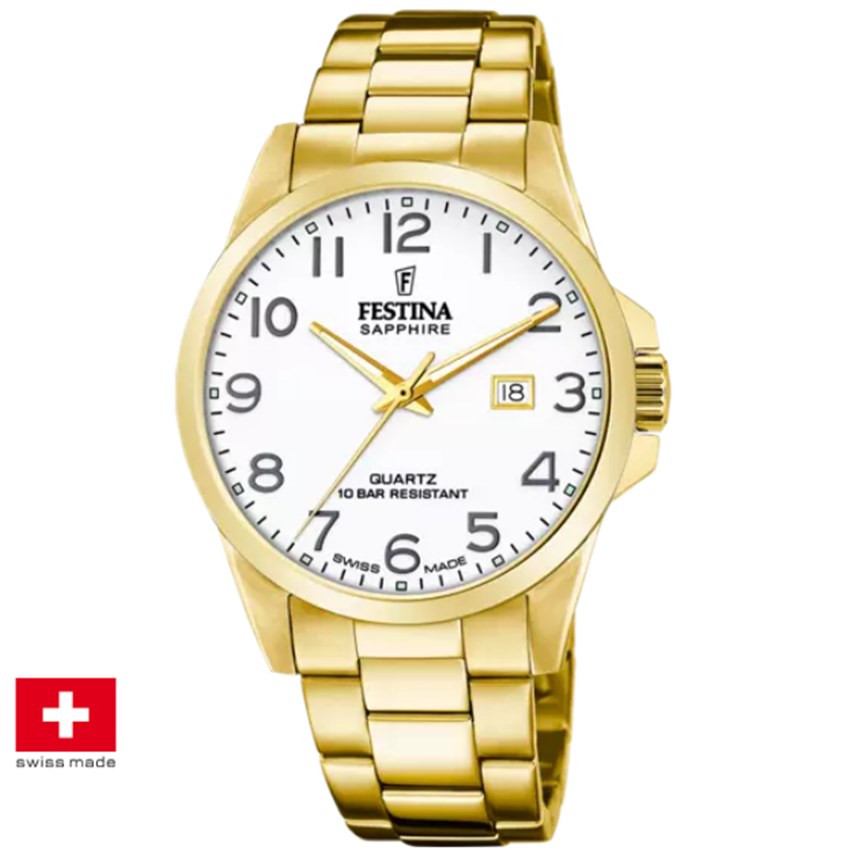 Festina F20044/1 Swiss Made Acero Klassik Herrenuhr
