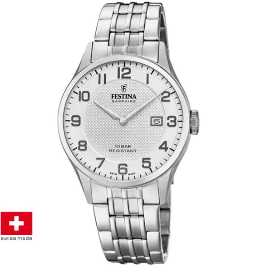 Festina F20005/1 Swiss Made Acero Klassik Herrenuhr